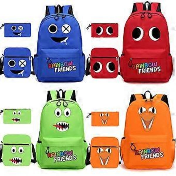 Rainbow Friends Tryckt Ryggsäck Casual Student Skolväska 3 st (Gul)