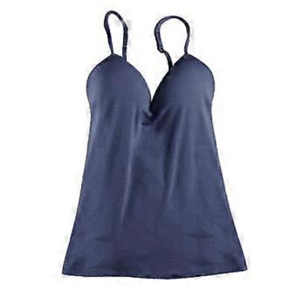 Dame Sexet Justerbar Strop Indbygget BH Tanktoppe Camisole M Hvid( Navy Blå)