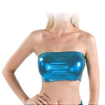 Dame Bandeau Top Stropløs til Aften i Byen Scene Mavedans Performance Kostume (Blå)