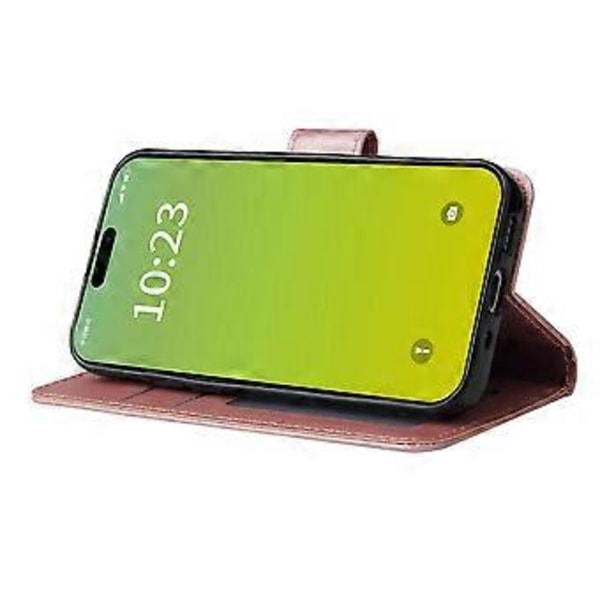 Mobilskal Plånbok i PU-läder med Ställ för iPhone 15 Plus (Roséguld)