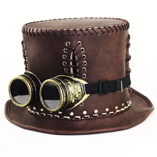 Rabatt Steampunk Pestens Läkare Hatt PU Läder Svart Platt Topp Wi
