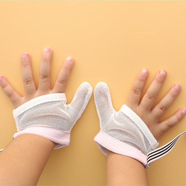 2 par Stoppa bebis tumsuga finger guard inga repor handskar andningsbara finger tumskydd（L rosa）