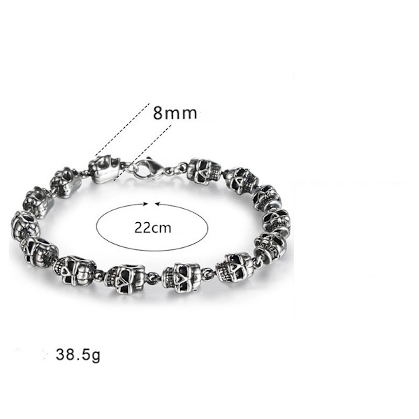 1 stk. Unisex kraniearmbånd til mænd og kvinder, rustfrit stål Link