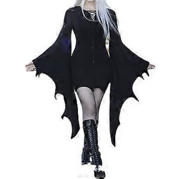 Halloween-asu, goottilainen kiristysnyörillinen vartalonmyötäinen esiintymismekko, naisten vaatteet (4XL)