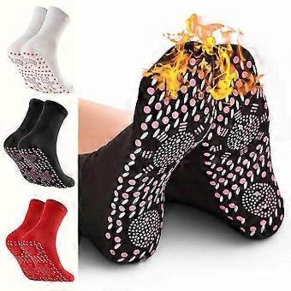Opvarmede Sokker Turmalin Selvoppvarmende Sundhedssokker Magnetiske Komfortable Vinter Varme Termiske Unisex Voksen Sokker Opvarmet Anklet (1 Par Sort)