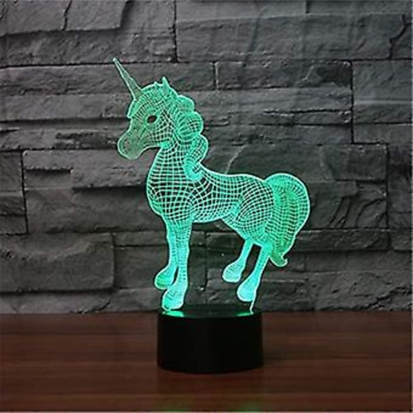 Enhjørning (d) 3D Illusions nattlys leker, 16 farger skifter smart berøring & fjernkontroll, hjemmedekor LED nattbord skrivebordslampe, jul bursdag