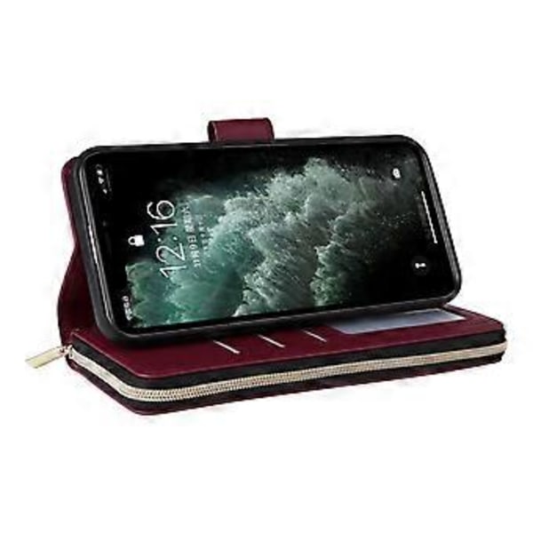 Til iPhone 11 Pro Etui Rhombus PU Læder Flip Telefon Cover Lynlås Pung (Style D)