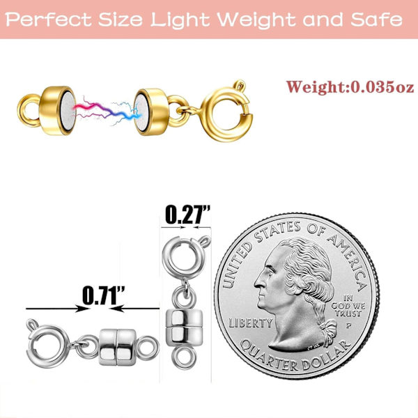 8 stk magnetiske halskjede låser og lukninger - Gull og sølvbelagt rør lås koblinger for lagdelt armbånd smykker multi tråder håndverk halskjede mellomrom lås
