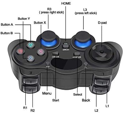 Trådløs USB-spillkontroller Gamepad for PC/bærbar datamaskin (Windows XP/7/8/10) og PS3 og Android og Steam - [Svart]