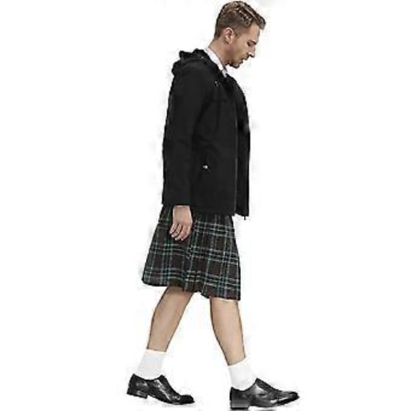 Irländsk Pläd Grön Kilt - Skotsk St Patrick's Grön Plisserad Kostym Tartan Kjol Kilt Kläder För Män Och Kvinnor (M brun)