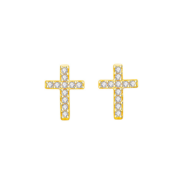 Korsörhängen för kvinnor | Små religiösa tro Cubic Zirconia Cross Studs Huggies örhängen
