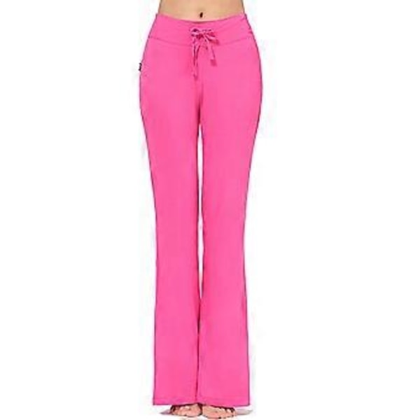 Dame Plain Drawstring Casual Løse Yoga Bukser Åndbare Gym Sports Pilates Lange Bukser (3XL Roserød)