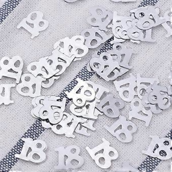 1200 kpl Numero 18 Sekvenssit Konfettia Juhlatarvikkeet Pöytäkonfettia Koristelu Syntymäpäivä Vuosipäivä Juhlaan (Hopea)