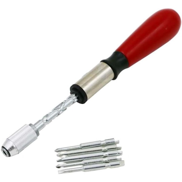 Spiral Skrutrekker, Trykk-Trekk Skralle Skrutrekker, 6-i-1 Trykk-Trekk