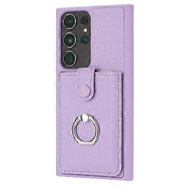 För Samsung Galaxy S23 Ultra Skal Ritningstyp Kortplatser Läder Baksida med Ringstativ (Stil D)