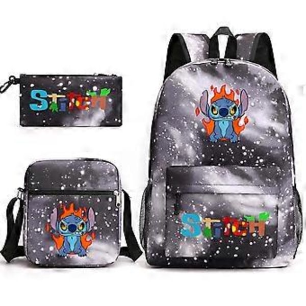 Lilo & Stitch Skolväska Ryggsäck Pennfodral Axelväska Tre-delad Set _16