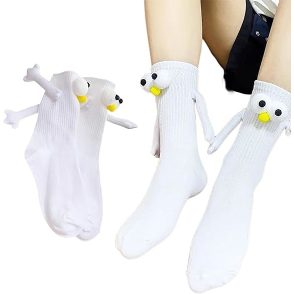 2 par dubbla handskar par strumpor i enfärgad tubsockor, söta damstrumpor