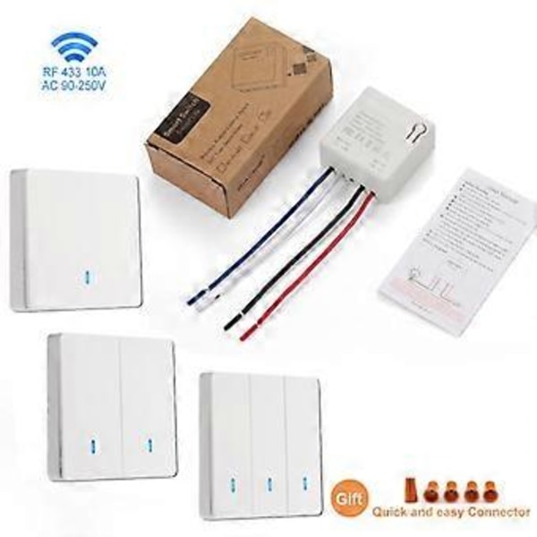RF 433Mhz Trådlös Smart Switch 220V Smart LED-lampa Fläktbrytare Med Fjärrkontroll Mini Relämottagare Väggpanelbrytare