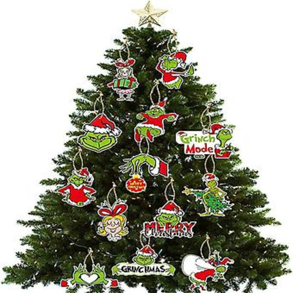 24-pack Julgran Grinch-prydnader Julhängande Dekorationer Fest 2023