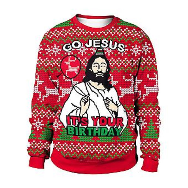 Fula Julkläder för Kvinnor Män Par Tryckt Rolig Tröja Xmas Party Toppar (L C)