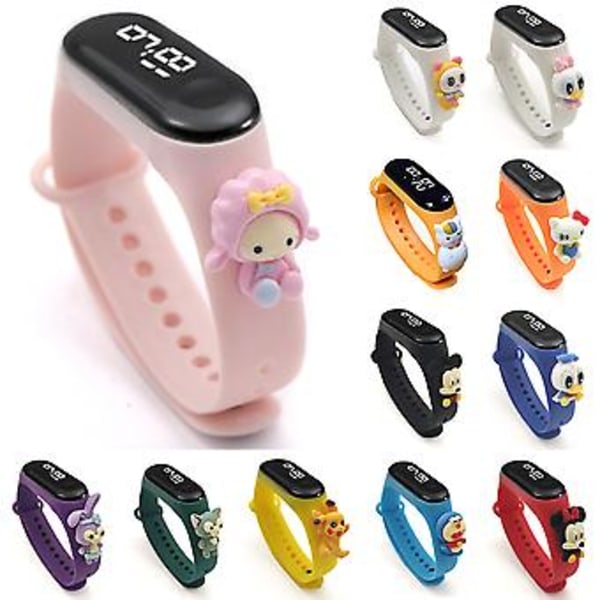 Lasten piirretty kello Led digitaalinen kosketusnäyttö valaiseva näyttö vedenkestävä (kuninkaallinen sininen Donald Duck)