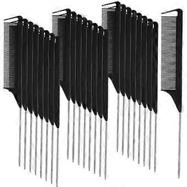 30 stk. Hårfletter Skillingskam Rat Tail Comb Stål Rat Tail Combs med Rustfritt Stål Pintail