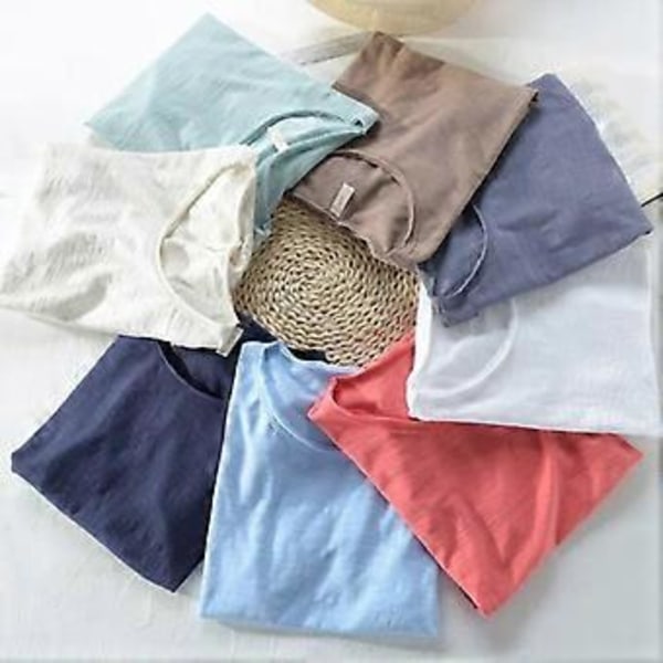 Retro T-shirt med rå kant til mænd 100% bomuld Letvægt Åndbar Slim-fit Monokromatisk O-hals Casual Basic Top (S lysegrøn)