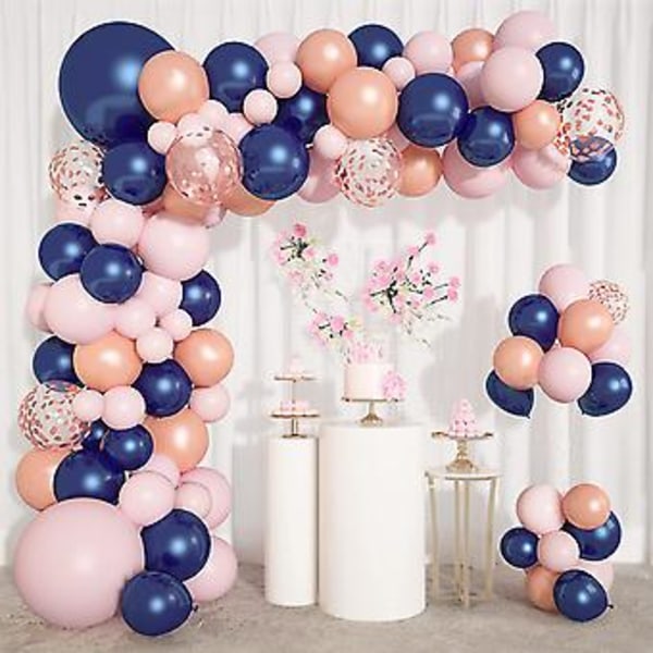 120 stk. Rose Gold, Blå Marine og Rosa Balloner Garland Arch Kit, Kønsafsløring Ballon 18''12''10''5'' Latex Konfetti Balloner Til Pige Dreng Fødselsdag Bab