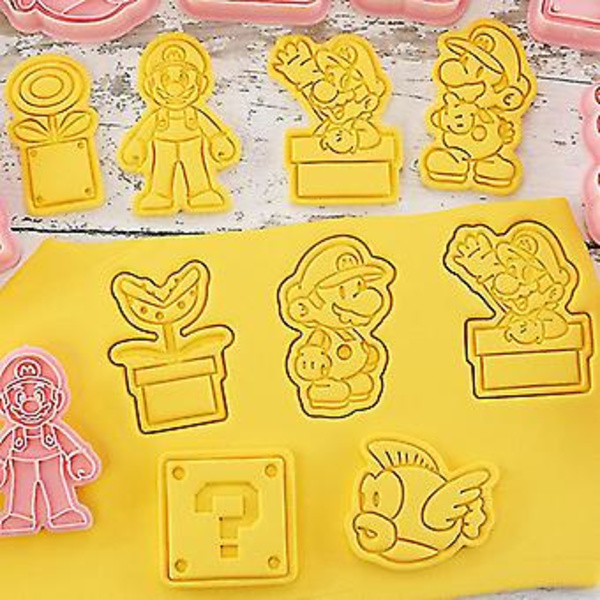 8-pak Super Mario Bro Cookie-udskærere Sejt Spil Biscuit Form Kage Fondant Bage DIY Dessert Form Værktøj{jkw} ( )