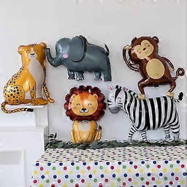 Leopardballonger 6 stk Folie Helium Leopardformet Dyr Festballonger Tegneserie Dyr Leopard Skogballonger for Jungle Safari Tema Bakteppe Barn