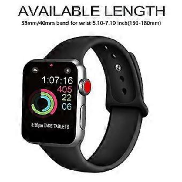 Rem|Type C-Kompatibel med Apple iwatch Silikon Urrem - 38/40mm Lille Størrelse - Sort
