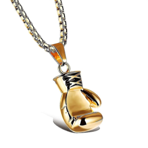Men his and hers stainless steel boxing glove pendant couples necklace gold