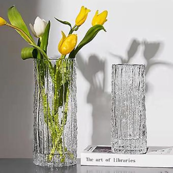 Ekstremt Frossen Gletsjer Sten Vase Glas Klar Ind Vind Arrangement Blomst Rose Blomst Bord Dekoration(S Sort)
