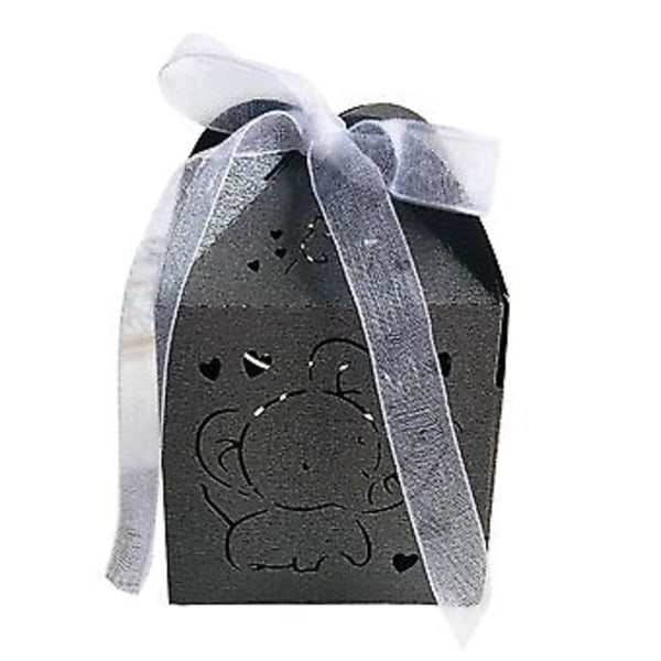 50pcs Laser Cut Favor Boxes, Favors Candy Boxes With Ribbons, Hollow Out Elephant Design Small Gift Boxes For Wedding Bridal Shower Baptism Baby Showe