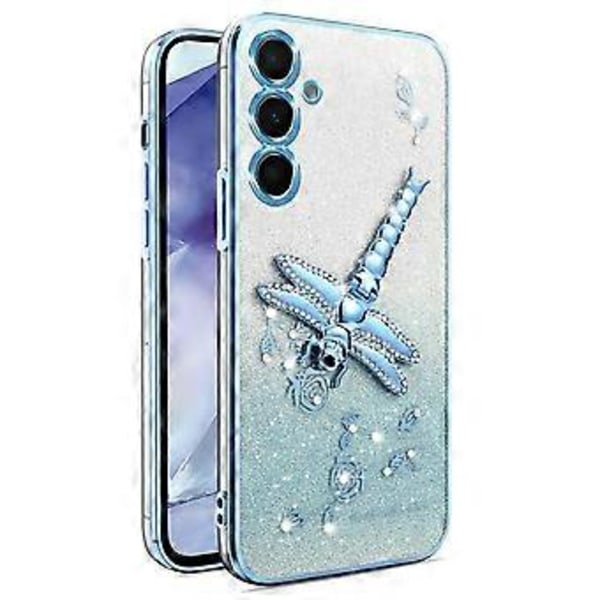 KADEM Skal för Samsung Galaxy A15 5G/4G Fjäril Stöd TPU Blommor Glitter Mobilskal (Stil C)