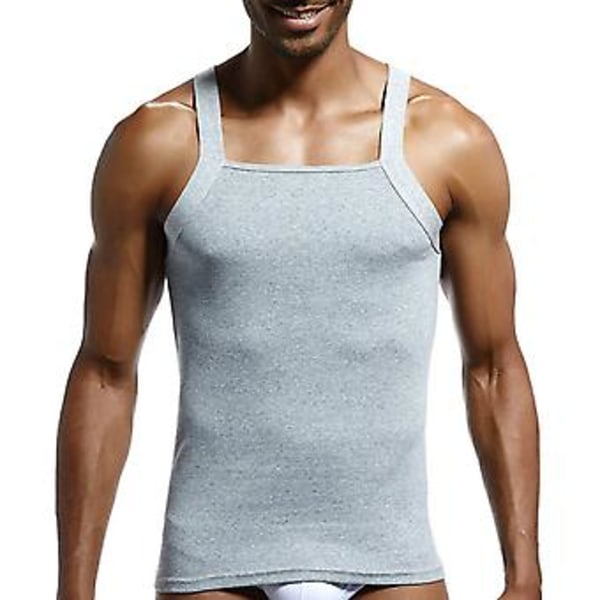 Fianao Casual Mænds Ensfarvet Ærmeløs Slank Vest Åndbar Fitness Bomuld Tanktop (XXL Grå)