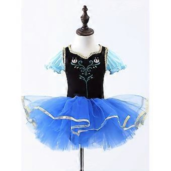 Prinsessklänning Flickor Ny Blommig Broderi Tyll Tutu Mesh Puffärm Prinsessa Balett Dansklänning Träningsuppvisningskläder Dräkter (100cm)