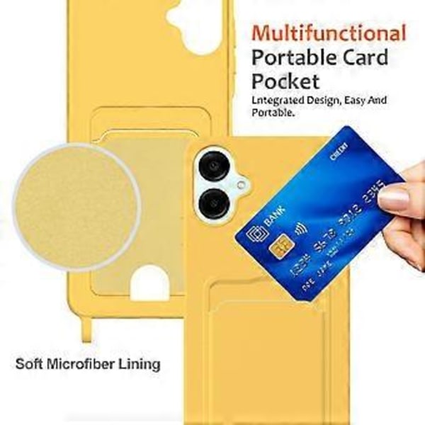 For Samsung Galaxy A06 Deksel Flytende Silikon Kortholder Telefon Bakdeksel med Lanyard (Stil D)