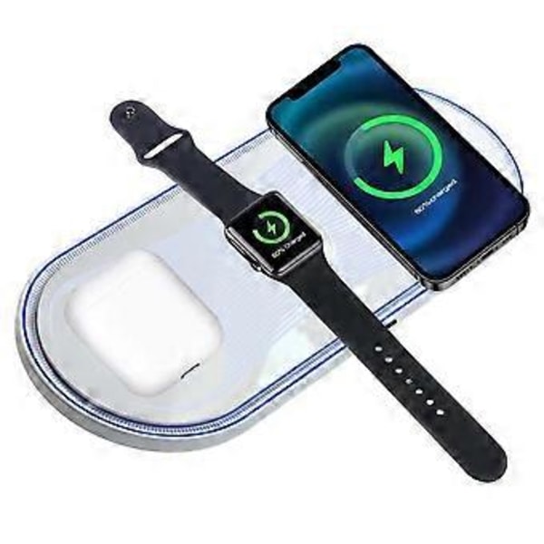 Kompakti 2-in-1 pikalatausratkaisu, tarkka kohdistus kaksoislangaton laturi Apple- ja Huawei-laitteille, vakaa lataus iWatcheille alhaisella