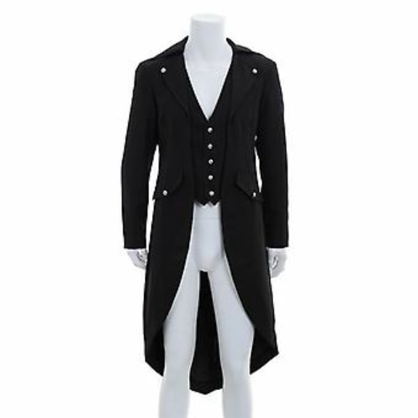 Gotisk Steampunk Frackjacka (2XL Svart)