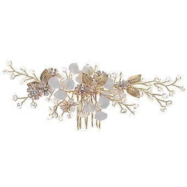 Guld Tiara Vit Blomma Hårfäste Bröllop Brud Håraccessoarer Brud Hårfäste Vintage Hårfäste Hårsidor