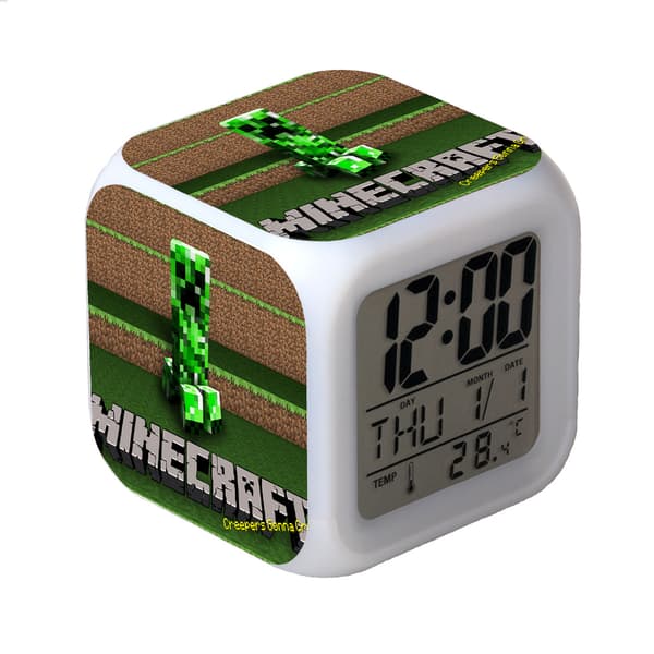 Digital Multifunktionell Väckarklocka Minecraft Väckarklocka LED-Edition