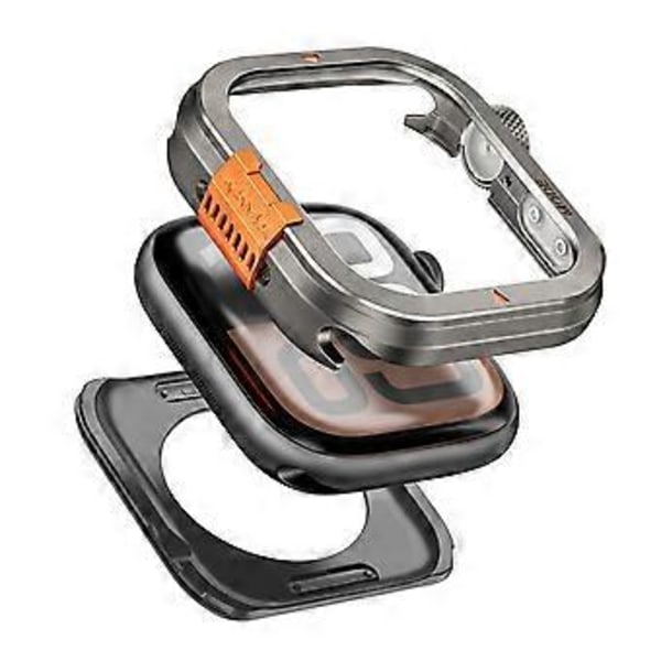 Skyddsfodral för Apple Watch Series 10 46mm, Fallsäkert Metall + PC Klockfodral (Missfärgning)