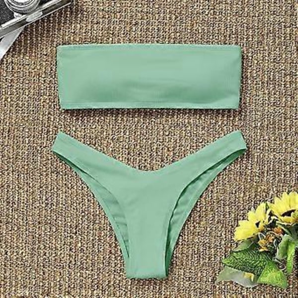 Naisten rantabikinisetit, muodikas yksivärinen seksikäs ontto avoselkäinen bikini uimapuku jaettu uimapuku kesä Push up (style75)