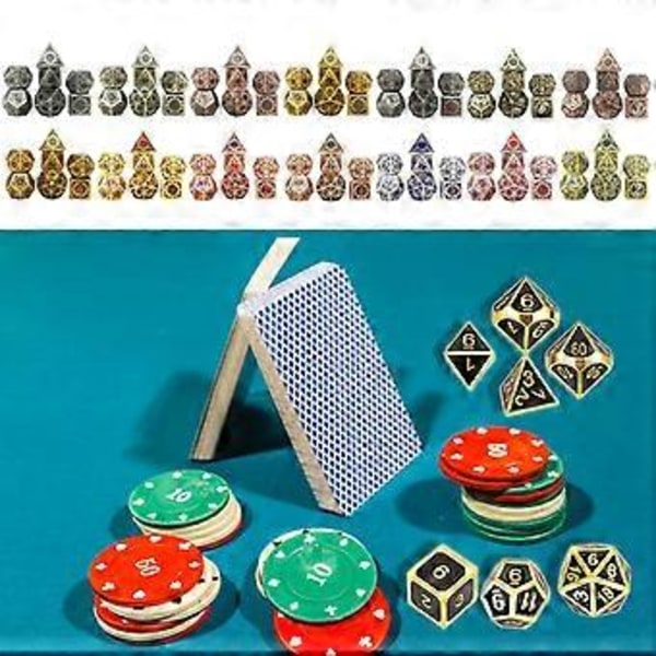 7 kpl Polyhedral RPG Noppaa Sinkkiseos Noppaa Roolipeli Lautapeli Noppaa (Vaaleanharmaa)