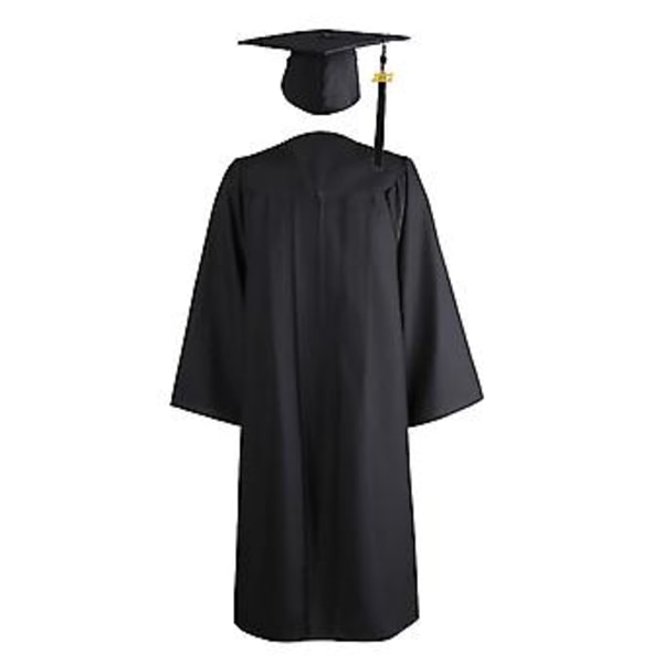 Fianao Dimitterhue & Kåbe Ensfarvet Lynlås Unisex Mat Løstsiddende Bachelorhue Kåbe til Voksen (XL Sort)