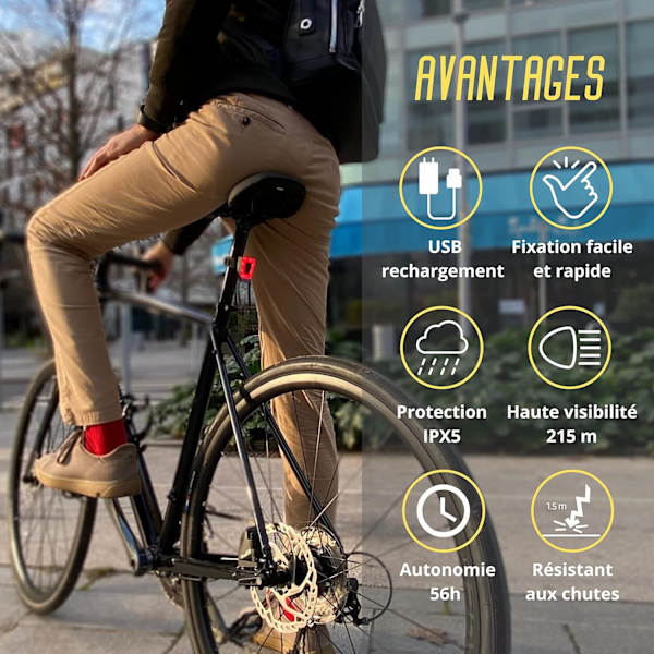 LED cykel baglygte - 3 tilstande baglygte - USB genopladelig - Wat
