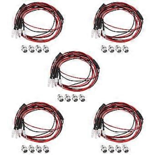 4 LED RC LED-ljuskit för 1/10 RC Bil Lastbil Crawler RC Modell Drift Bil Strålkastare Bakljus, 5mm, Vit