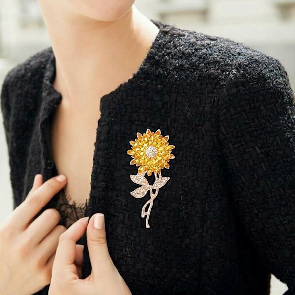 Kristalldiamant blomma brosch pin, strass brosch, bröllop bankett fest kläder accessoarer brosch, kavajslag elegant klänning