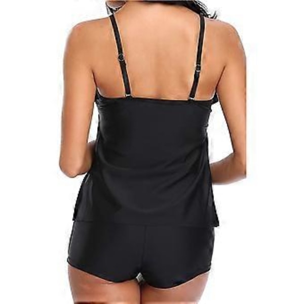 Tankinier for kvinner, lagdelt volang tankini-topp med boyshorts, todelt badedraktsett (style1439)